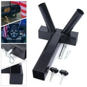 Steel Hitch Universal Hitch Mount Dual Flag Pole Holder For Jeep, SUV, RV Pickup