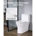thumbnail image 2 of KFFKFF One-Piece Elongated Toilet, Dual-Flush 1.0/1.28 GPF, Bathroom Toilet with Comfortable Chair-Height Seat, Standard Height, Easy-to-Clean Skirted Design, 12-Inch Rough-In, White and Silver, 2 of 9