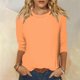 thumbnail image 2 of Camisa raglán informal de manga 3/4 para mujer, cuello redondo, poliéster, color liso, estilo informal y moderno, tallas S-XXL, 2 of 5