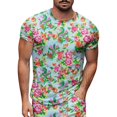 thumbnail image 3 of Ensemble de Complets pour Hommes à Imprimé Floral Moderne pour le Printemps et l'Automne avec Haut à Manches Longues à Col Rond et Bas Coordonnés Tenue Décontractée Élégante pour Hommes, 3 of 4