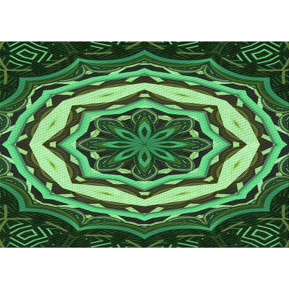 Ahgly Company Indoor Rectangle Patterned Dark Forest Green Area Rugs, 8' x 12'