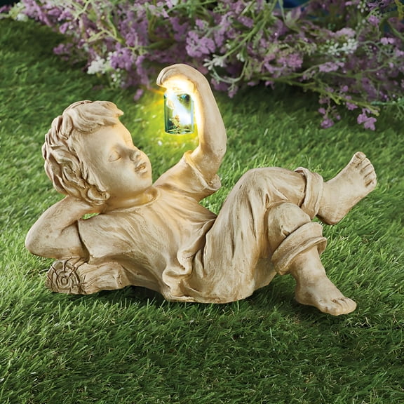 LAMIRO Children's Firefly Garden Statue (Boys),Garden Child Statue Creative Outdoor Decoration Garden Statue 1 Pc Ornament Statue
