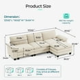 thumbnail image 3 of Linsy Home Oversized 4-Piece Sofa Set for Living Room, Comfy Corduroy Living Room Furniture Set Include Sectional Couch, Accent Chair and 2 Movable Ottomans, Beige, 3 of 10