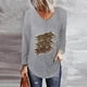 thumbnail image 2 of Mujeres Tallas grandes Casual Cuello en V Suelto Impreso Manga larga Tops Mujer Blusa Fridja  fjkfkj3896, 2 of 5