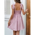 thumbnail image 2 of Women Casual Striped Tie Front Camisole Dress Sun Dress Summer Vacation Flowy Mini Dress Streetwear, 2 of 10