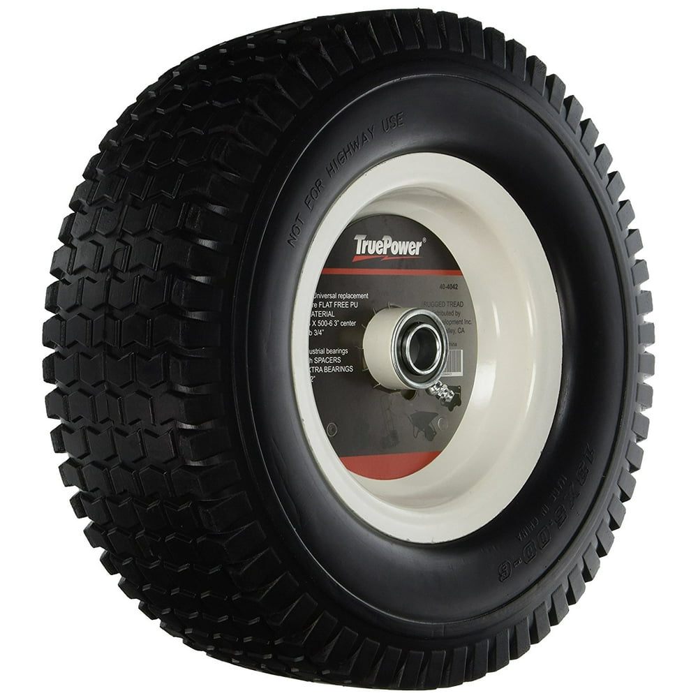 TruePower 13X5.006 PU Flat Free Tire on Wheel, 3" Centered Hub, Both 3