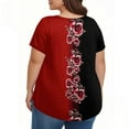 thumbnail image 4 of TQWQT Plus Size T Shirts for Women Dressy Casual Flowy Tops Crew Neck Short Sleeve Floral Pleated T-Shirt Summer Trendy Tunics Red 3XL, 4 of 5
