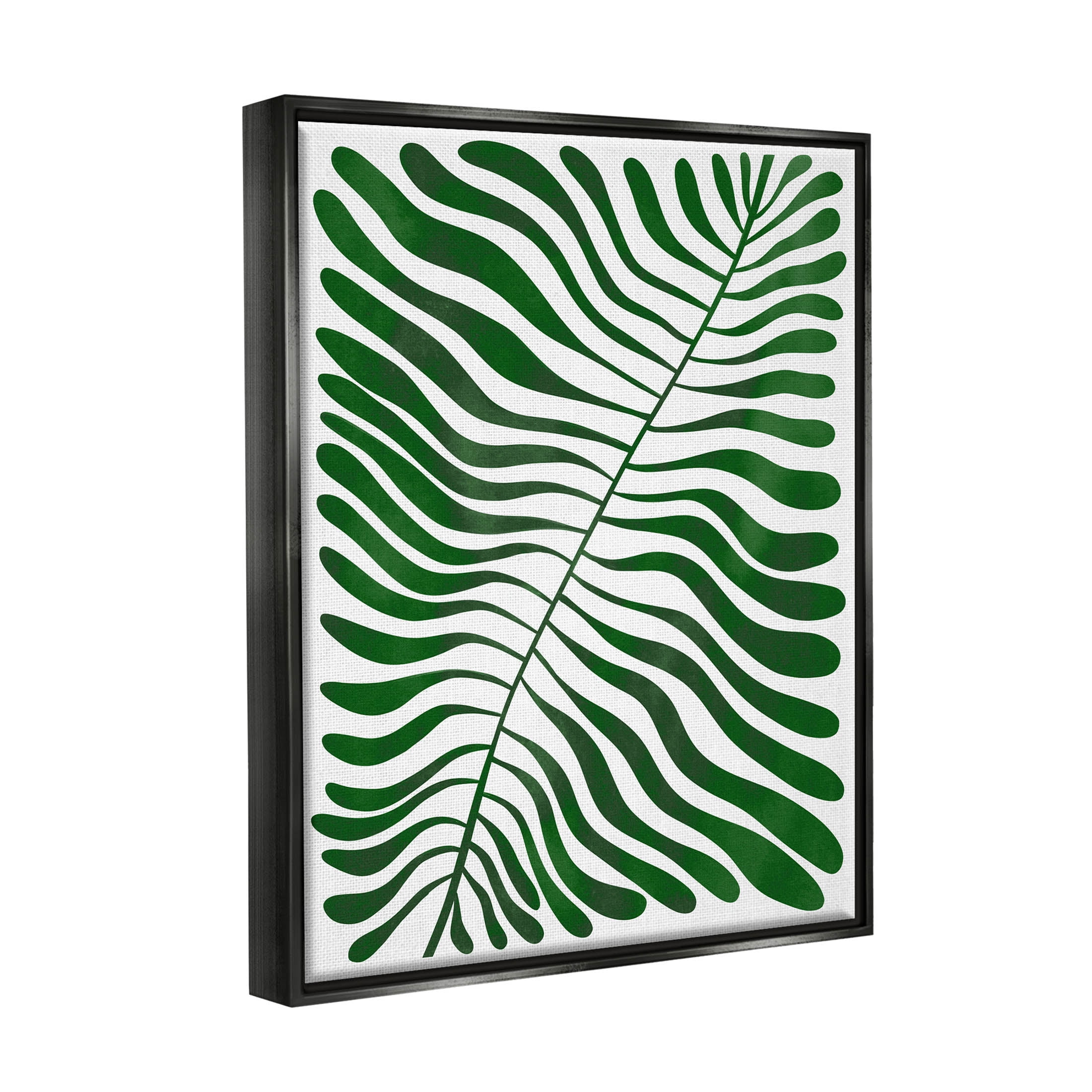 Abstract Fern Botanical Leaf Botanical & Floral Graphic Art Jet Black Framed Art Print Wall Art