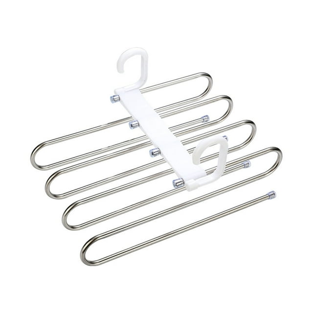 Labymos Space Saving 8-in-1 Pants Hanger 8 Layered Stainless Steel Rack Closet Wardrobe Organizer Slip