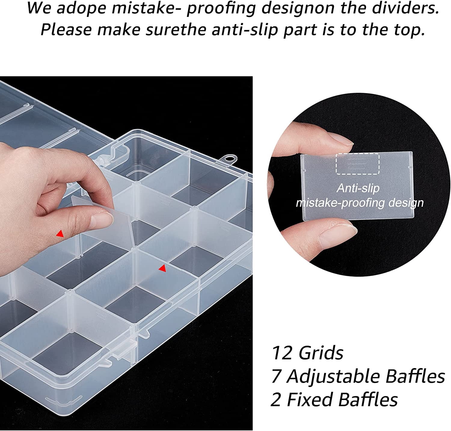 4PCS 12 Grids Plastic Storage Box Jewellery Box Compartment Organizer Earring Storage Containers Clear Plastic Bead Case(8.9x6x1.2Inch) colorful DIY