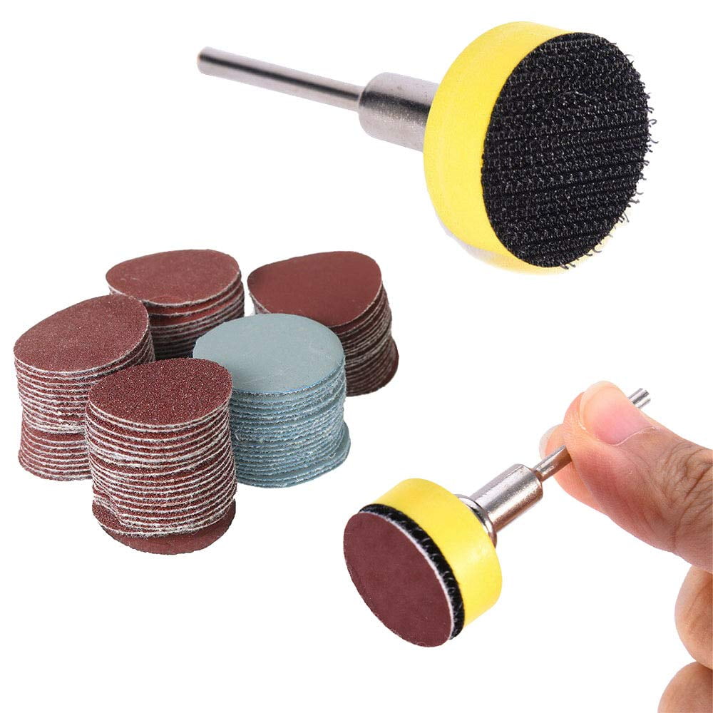 100pcs 1 Inch/25mm Sanding Discs Pad Sander Disk Kit with 1/8” Shank Abrasive Polish Pad Plate for Dremel Rotary Tool, 100/180/240/1500/3000 Grit Paper