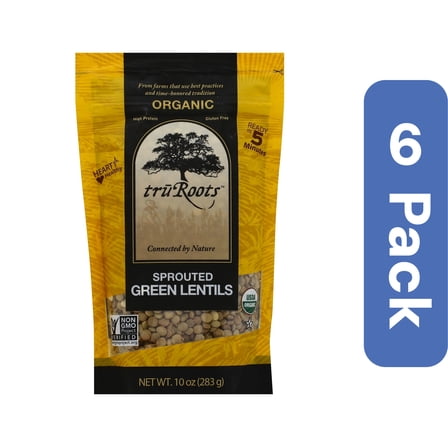 Truroots Sprouted Green Lentils 10 oz (Pack Of 6)