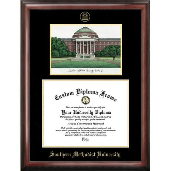 Campus Images TX944LGED Southern Methodist University Gold embossed diploma frame with Campus Images lithograph