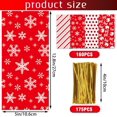 thumbnail image 2 of Whaline 160 Pcs Sacs en Cellophane de Noël Rouges Boule de Noël Flocon de Neige Rayures Motif à Pois Sacs à Bonbons Biscuits Sacs en Plastique avec Attaches Torsadées, 2 of 7