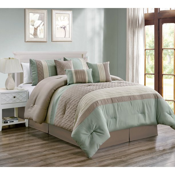 Soft Collection Microfiber Bed in A Bag Comforter Set (7Piece),Queen