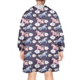 thumbnail image 2 of Wearable Oversized Blanket,Dark Purple Cartoon Unicorn Flower Pattern Wearable Blanket Hoodie for Adults,Cozy Hooded Blankets with Super Pockets,Super Warm Fuzzy Pullover for Women & Men, 2 of 6