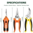 thumbnail image 4 of Charext 3 Pack Garden Pruning Shears, Stainless Steel Garden Shears, Gardening Shears, Gardening Scissors, Garden Scissors, Garden Clippers, Pruning Snips, Pruning Shears for Gardening Garden Tools, 4 of 10
