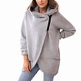 thumbnail image 3 of Women'S Plus Size Hooded Fleece Lined Sweatshirt Full Zip Casual Long Sleeve Outdoor Jacket Light Gray 4XL, 3 of 7