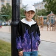 thumbnail image 2 of Uorisanigo Boys & Girls Zip Up Hoodie Long Sleeve Purple Fire Print Hooded Sweatshirts with Kangaroo Pockets Soft Oversized Pullover Shirts Tops Fall Winter Clothing, 2 of 8