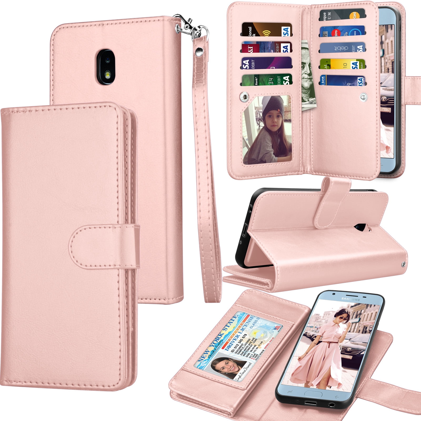 J3 2016 XYX Love Heart PU Leather Wallet Case for Samsung Galaxy J3 V