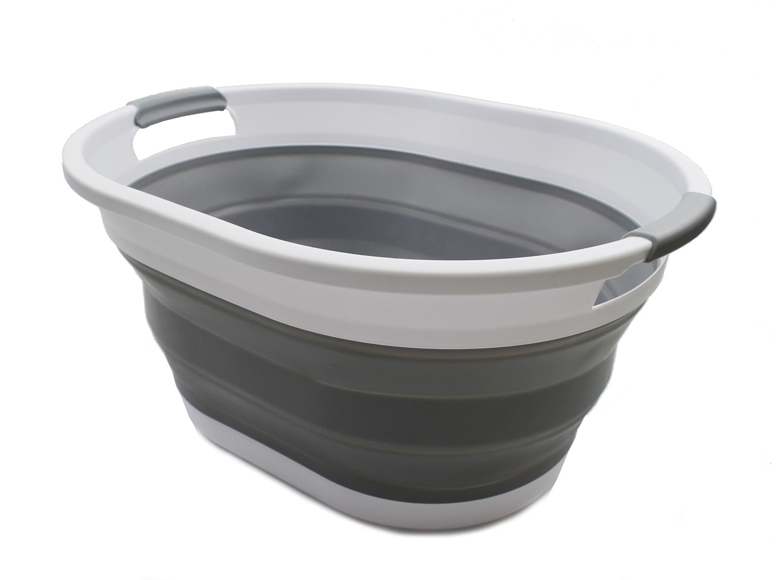 SAMMART 32L (8.4 gallon) Collapsible Plastic Laundry Basket - Foldable Pop Up Storage Container / Organizer - Portable Washing Tub - Space Saving Hamper / Basket, Water Capacity: 24L