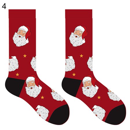 

harmtty 1 Pair Christmas Socks Wear Resistant Cotton Middle Tube Xmas Bed Socks for Home