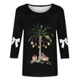 thumbnail image 4 of LEKWK Teacher Holiday Shirts Xmas Tree Crew Neck 3/4 Sleeve Tops Christmas Sweaters for Women Merry Ladies Christmas Tops, 4 of 4