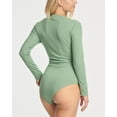thumbnail image 3 of Real Essentials 3 Pack: Women's Round Neck Long Sleeve Ribbed Bodysuit Shirt Tops (Available in Plus Size), 3 of 6