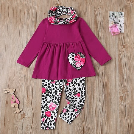 

New Year New You 2022! on Clearance Hesxuno Kids Baby Girl Dairy Cow Love Print Valentines Day Dress Pants Headband Outfits Newborn