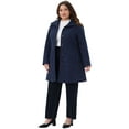 thumbnail image 3 of DARING DIVA Women's Plus Size Notch Lapel Single Breasted Peacoat with Belt 1X Navy Blue, 3 of 5
