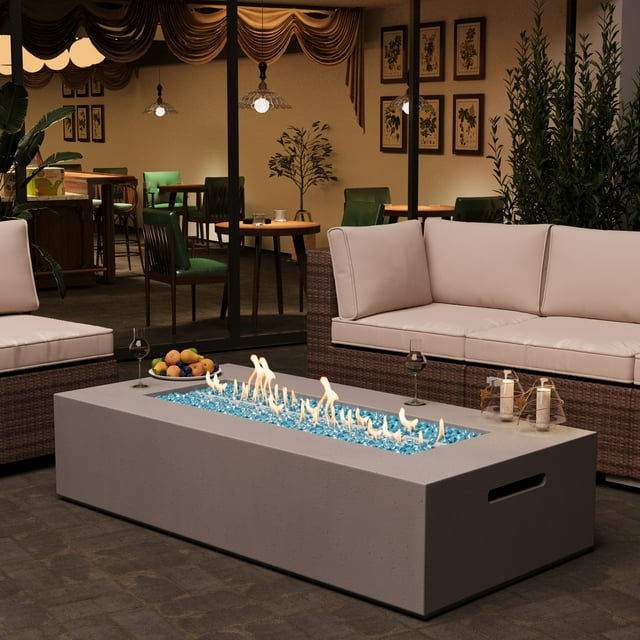 Naga Bahna Propane Fire Pit Table, 56-Inch Outdoor Gas Fire Table 50,000BTU– Modern Rectangle Firepit for Patio, Garden, and Backyard