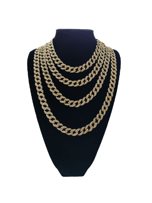 GOLD IDEA JEWELRY Hip Hop Heavy 14k Gold Plated /White Gold Plated Full Iced Out Miami Cuban Link Chain Necklace or Bracelet 12MM