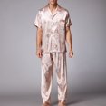 thumbnail image 4 of SWSMCLT Men's Short Sleeve Pajama Set Satin Pajamas Dragon 2 Piece Fall Lounge Silky Thin Valentines Day Pjs Umber X-Small, 4 of 4