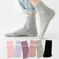 thumbnail image 1 of D-GROEE 1 Pair Womens Funny Mid Tube Toe Sock Cotton Five Finger Running Ankle Novelty Socks, 1 of 8
