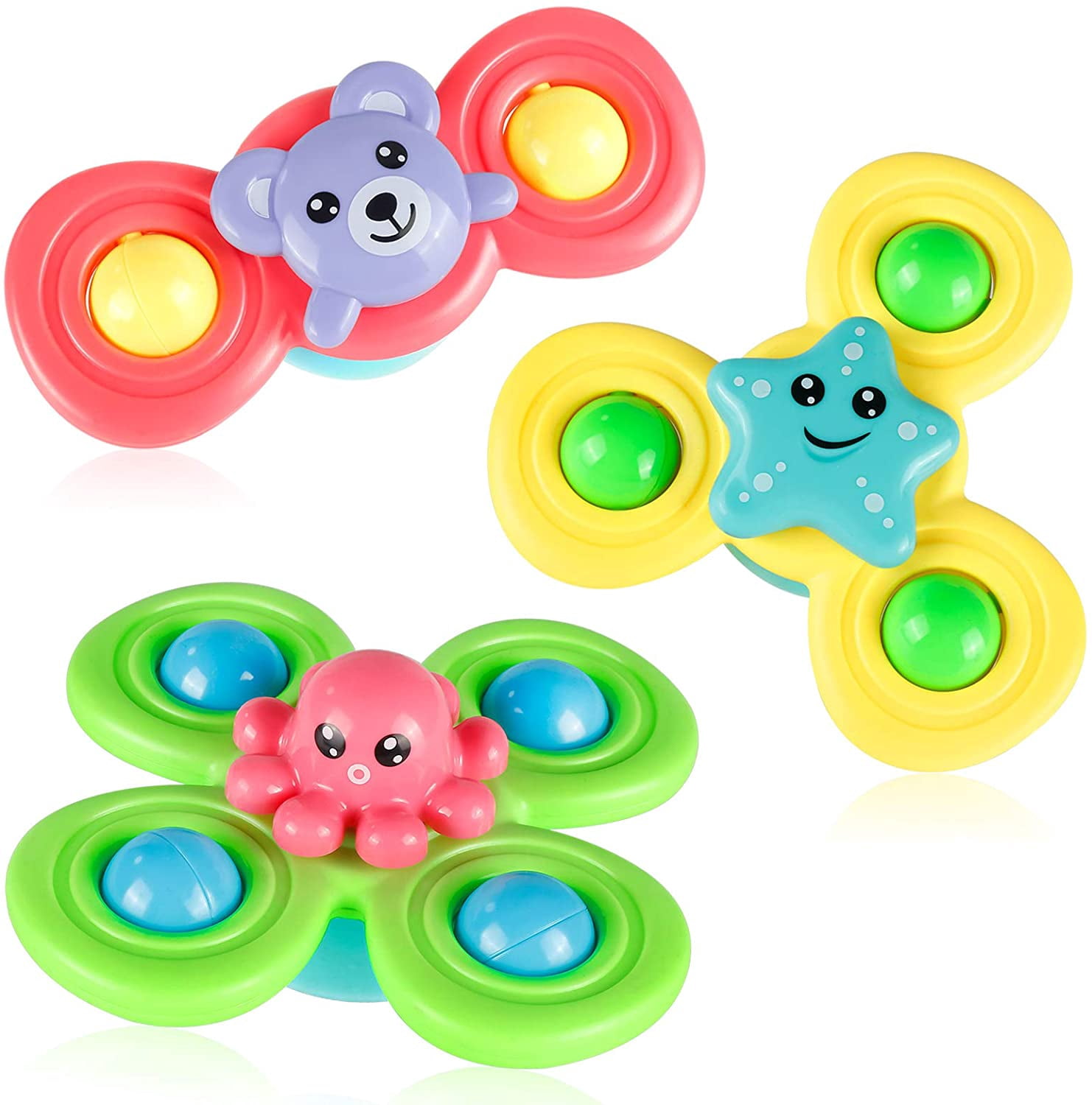 4x Ventose Sensoriali Girevoli Per Vasca Da Bagno Neonato - Giocattoli In Silicone, Fascia 3-4 Anni