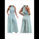 thumbnail image 3 of Elegantes para Mujer, para Fiestas de Noche, Invitadas de Boda, Grandes, Sin Mangas, Pantalones Largos de Pierna Azul XXXL, 3 of 6