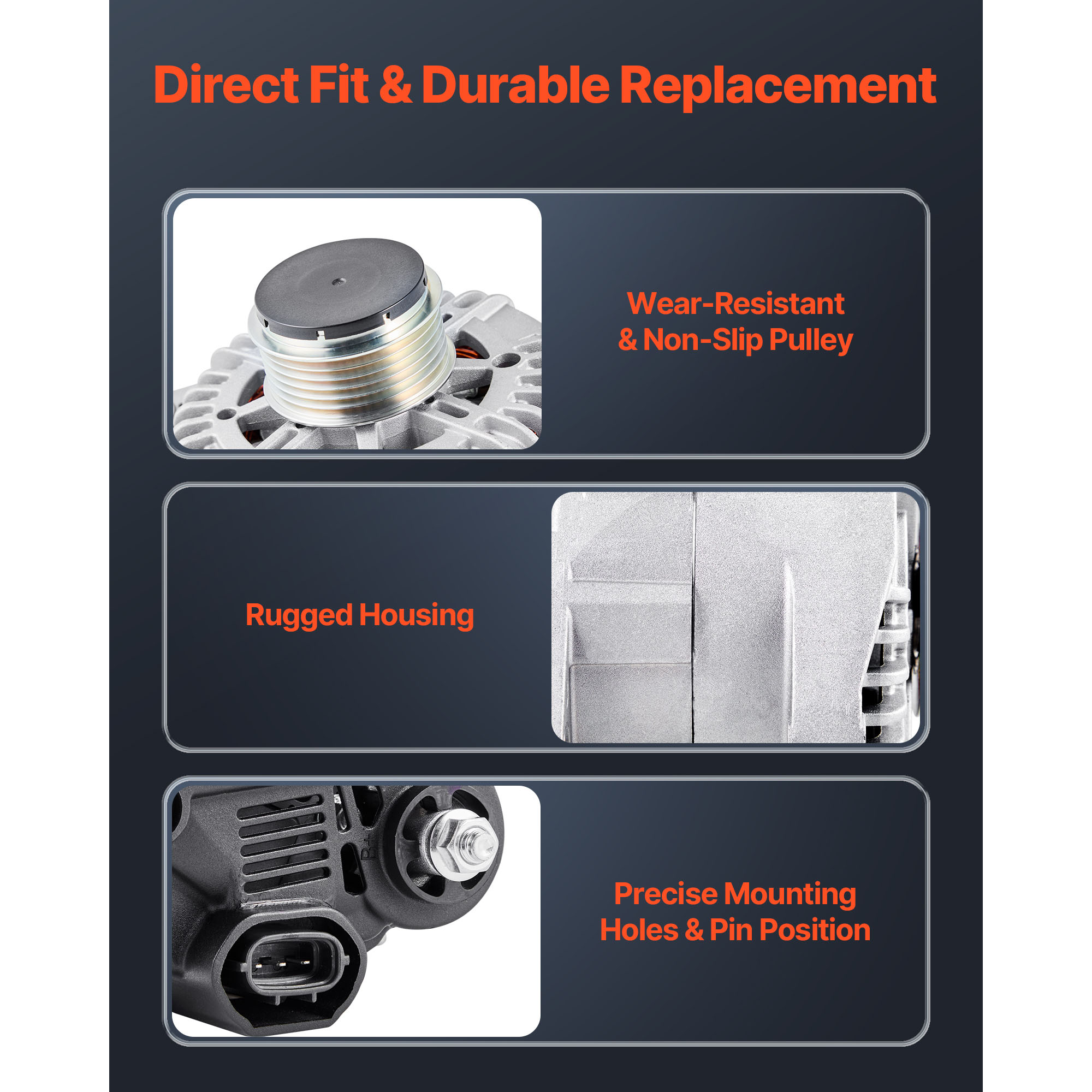 KFFKFF Automotive Replacement Alternator 11491, Fit with Hyundai Sonata 2.4L 2010-2013 and Kia Optima 2.4L 2011-2013, Features Durable Aluminum Housing and Pure Copper Coil, Part Number 37300-2G150
