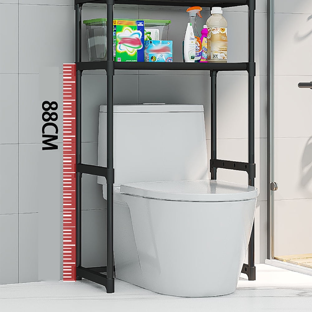 3-Tier Over-The-Toilet Storage Rack - Freestanding Metal Bathroom Shelves w/No-Drill Anti-Tip Kit, Space-Saving Organizer for Bathroom, Laundry, Balcony