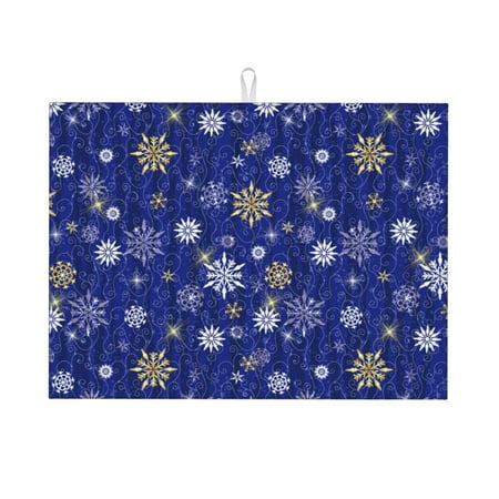 

Coaee Golden Snowflakes Royal Blue for Kitchen Drying Mat Dish Drying Mats for Kitchen Counter Foldable Water-Absorbent Suitable for Draining Racks