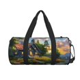 thumbnail image 2 of Fotbe Cozy Cottage Lakeside Sunset Pattern Foldable Sports Gym Bag with Wet Dry Pocket, Ultralight Travel Bag, Large Capacity Duffel Bag, Splash Proof Carry on Bag, Overnight Bag, Weekender Bag, 2 of 8