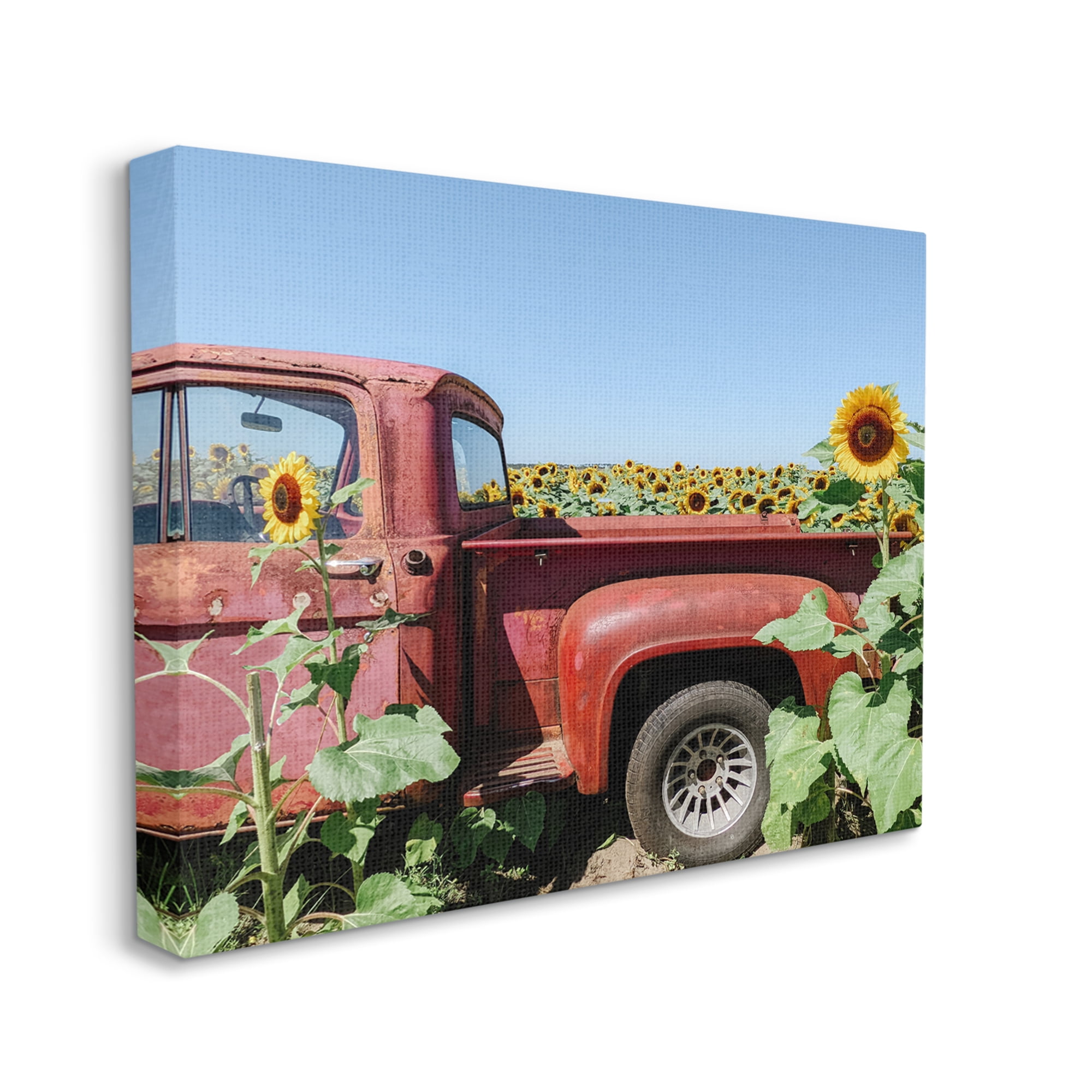 Stupell Industries Red Vintage Pickup Truck Amidst Sunflower Field Photograph Gallery Wrapped Canvas Print Wall Art, Design by Kali Wilson