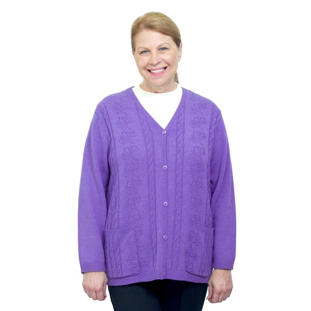 Silverts Cardigan pour Femmes Dos Ouvert Chandail Tricoté, TG, Lavande