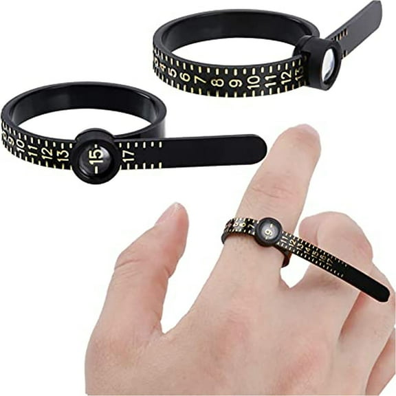 Ring Sizer Measuring Tool with Magnifier, for Ring Measurer and Ring Sizer Clear and Intuitive Reading. Plastic Ring Sizer with Lens, 1-17