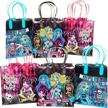 12 Monster High Party Favor Bags Birthday Candy Treat Favors Gifts Plastic Bolsa De Recuerdos