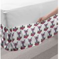 thumbnail image 2 of Tattoo Bed Skirt, Deer Heads with Accessories Hanging from Its Antlers and Pink Peony Flowers, Elastic Bedskirt Dust Ruffle Wrap Around for Bedding Decor, 4 Sizes, Mauve Coral Green, by Ambesonne, 2 of 2