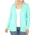 thumbnail image 1 of TheLovely Women Classic Thin Snap Button Front V-Neck Button Down Long Sleeve Ribbed Knit Cardigan, 1 of 4