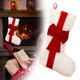 thumbnail image 1 of Décorations de Noël Extérieures Bas de Noël Rouges Hangs, Ornements Suspendus pour Cheminée de Noël, Chaussettes en Peluche avec Nœud en Velours Rouge pour Décorations de Vacances de Noël en Famille, 1 of 9