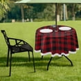 thumbnail image 7 of Coolnut 60" Plaid Outdoor Tablecloth with Umbrella Hole and Zipper, Waterproof Round Tablecloth for Party,Patio,Picnic,Holiday Dinner,Summer, 7 of 7