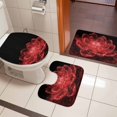 thumbnail image 4 of Red Black Floral Bath Mat 3 Piece Bathroom Rug Set, Modern Minimalist Gradient Flowers Non Slip Bath Rug Contour Mat and Toilet Lid Cover, Absorbent Shower Mats Soft Bath Rugs and Mats Sets, 4 of 8