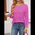 thumbnail image 4 of Tops Tipo Túnica para Mujer, Camisas A Rayas de Larga, Tops de Cuello Redondo Rosa S, 4 of 9